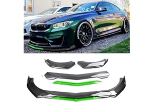 goodfitment Universal Front Lip for Car,Carbon Fiber Front Bumper Lip, ABS Adjustable Sharp Corner Front Bumper Lip Splitter Protector Replacement for Most Vehicle (Carbon Fiber w/Green)