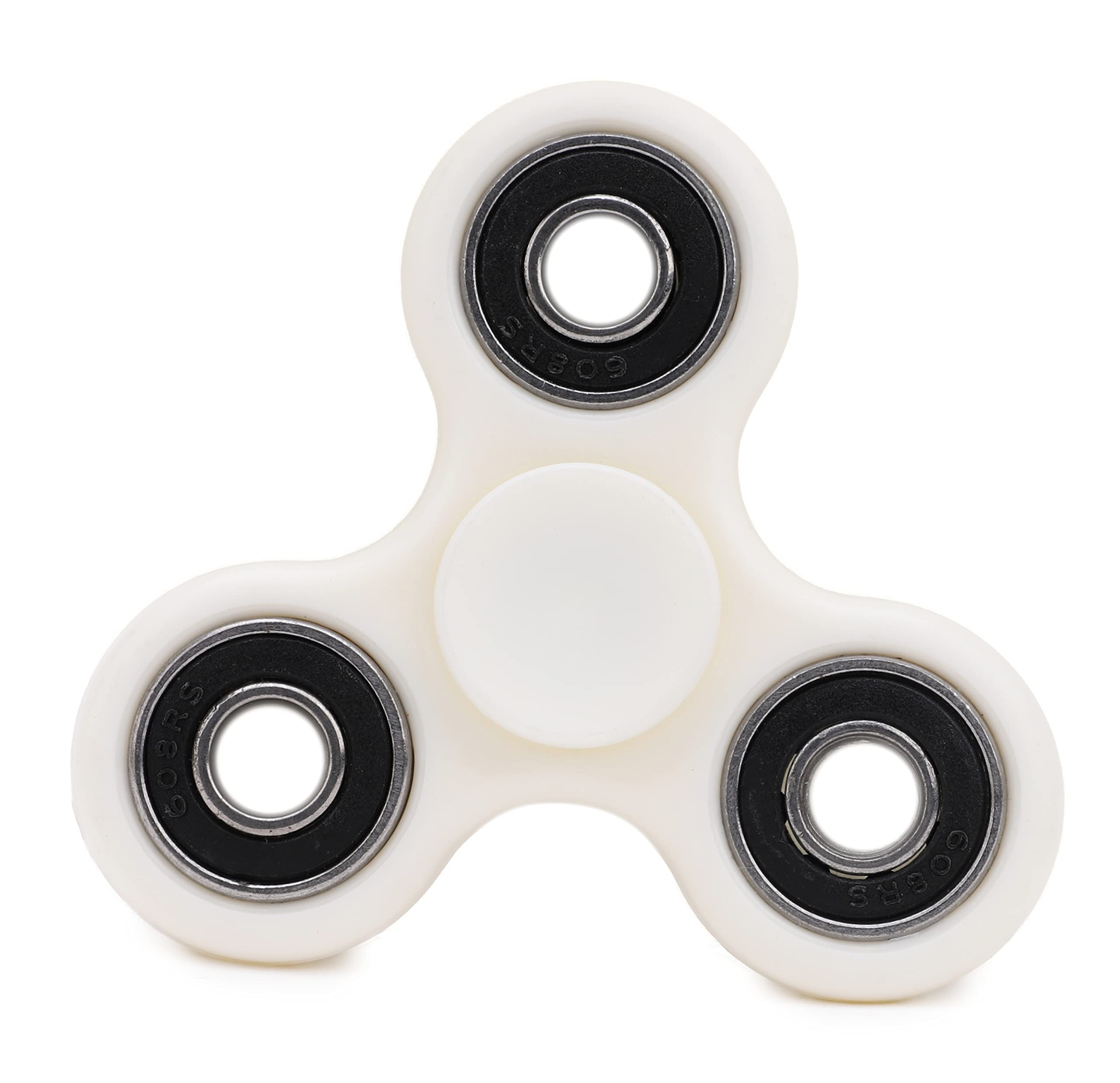 Toyland® Fidget Hand Spinner - Stress and Anxiety Relief - Assorted Colours (White & Black Rings)