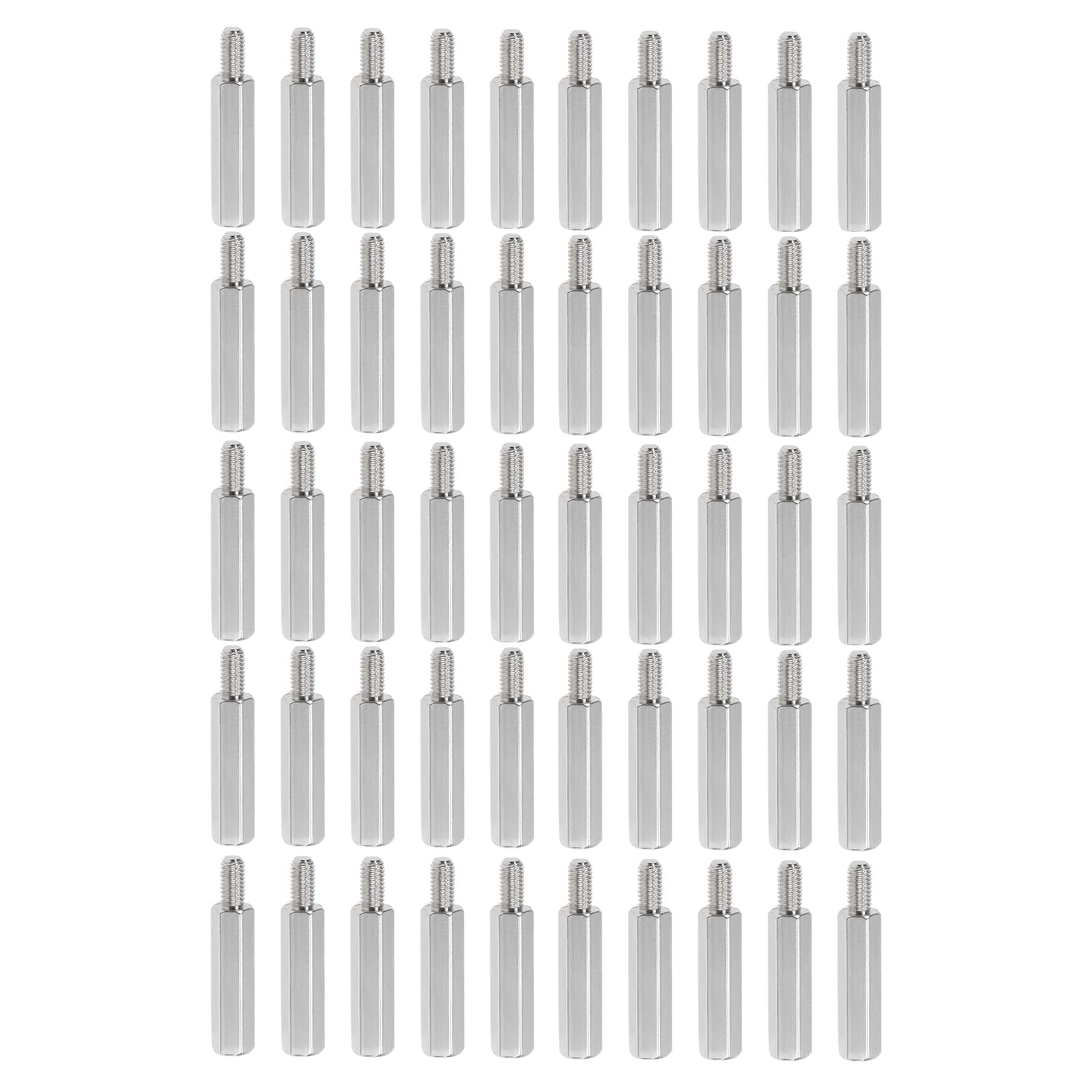 YOKIVE 50 Pcs M3 Standoff Screws, Nickel Plated Hex PCB Standoffs, Keep Height Consistent, Great for Motherboard (Silver Tone, 18mm+6mm)