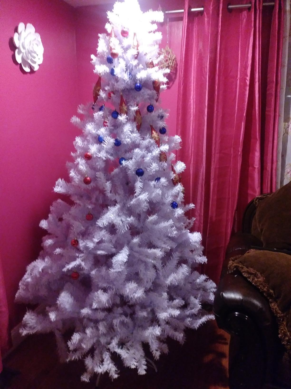 22/mo Finance Goplus White Artificial Christmas Tree, 9ft Premium