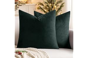 MIULEE Pack of 2 Christmas Velvet Soft Solid Decorative Throw Pillow Covers Square Cushion Cases for Sofa Couch Bedroom Livin
