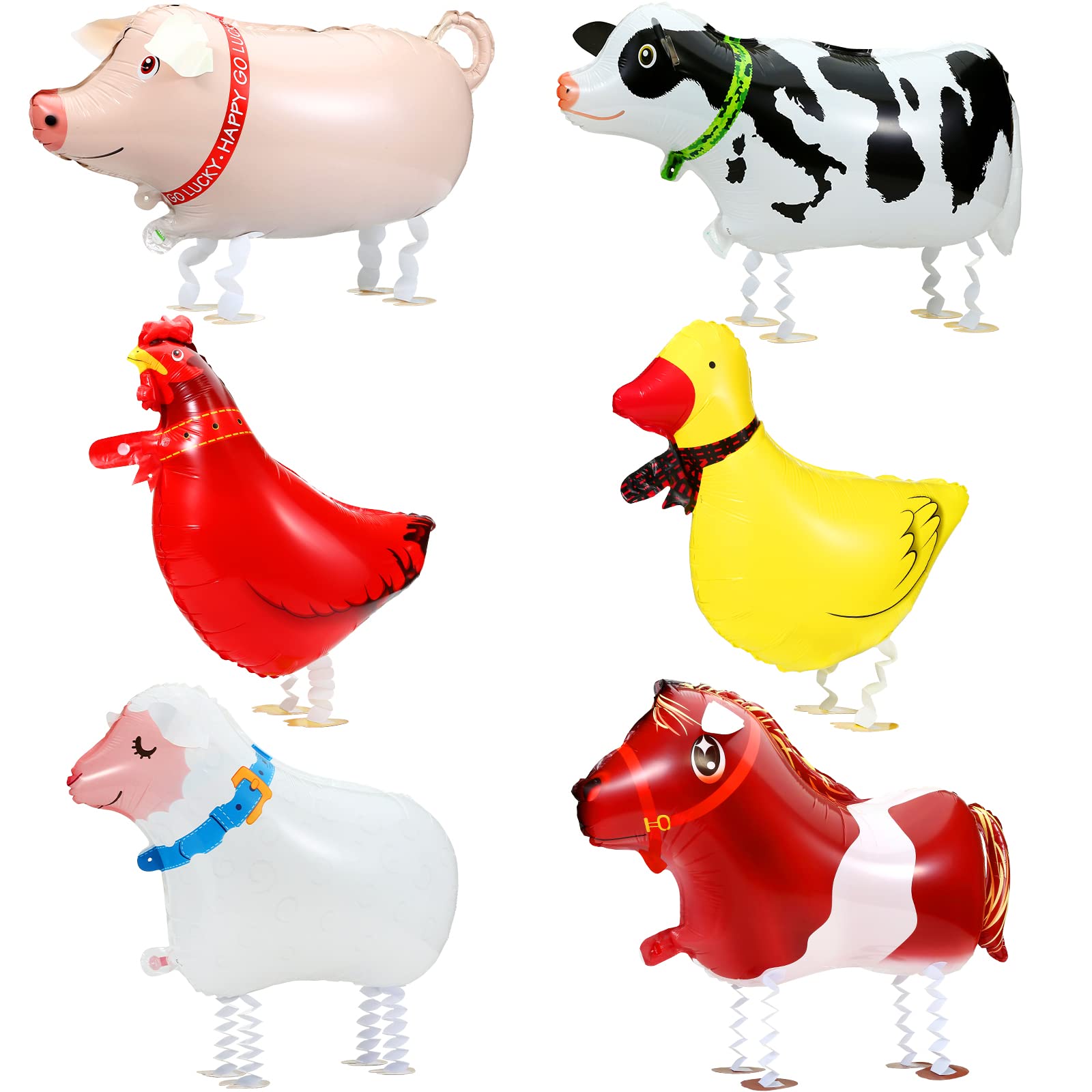 Photo 1 of KESOTE Farm Animal Balloons, 6 Pack Inflatable Farm Animals Walking Balloons for Birthday Party Decorations Farm Animal Birthday Party Supplies