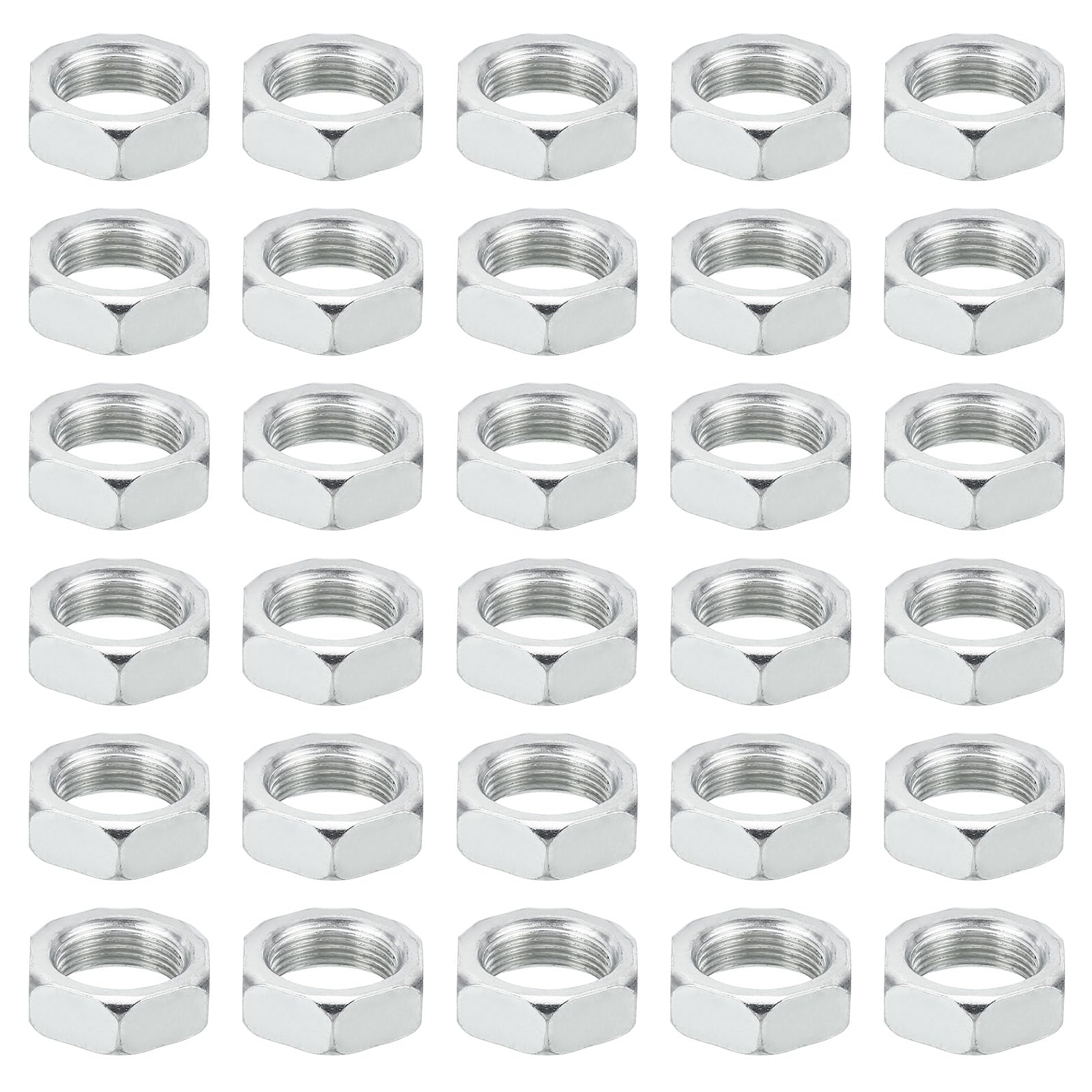 PATIKIL M16x1.0 Steel Hex Nuts, 30 Pack Metric Thread Zinc Plated Finished Hardware Nuts Screw Bolt Fasteners for Lamps Machinery Repair 8mm Height