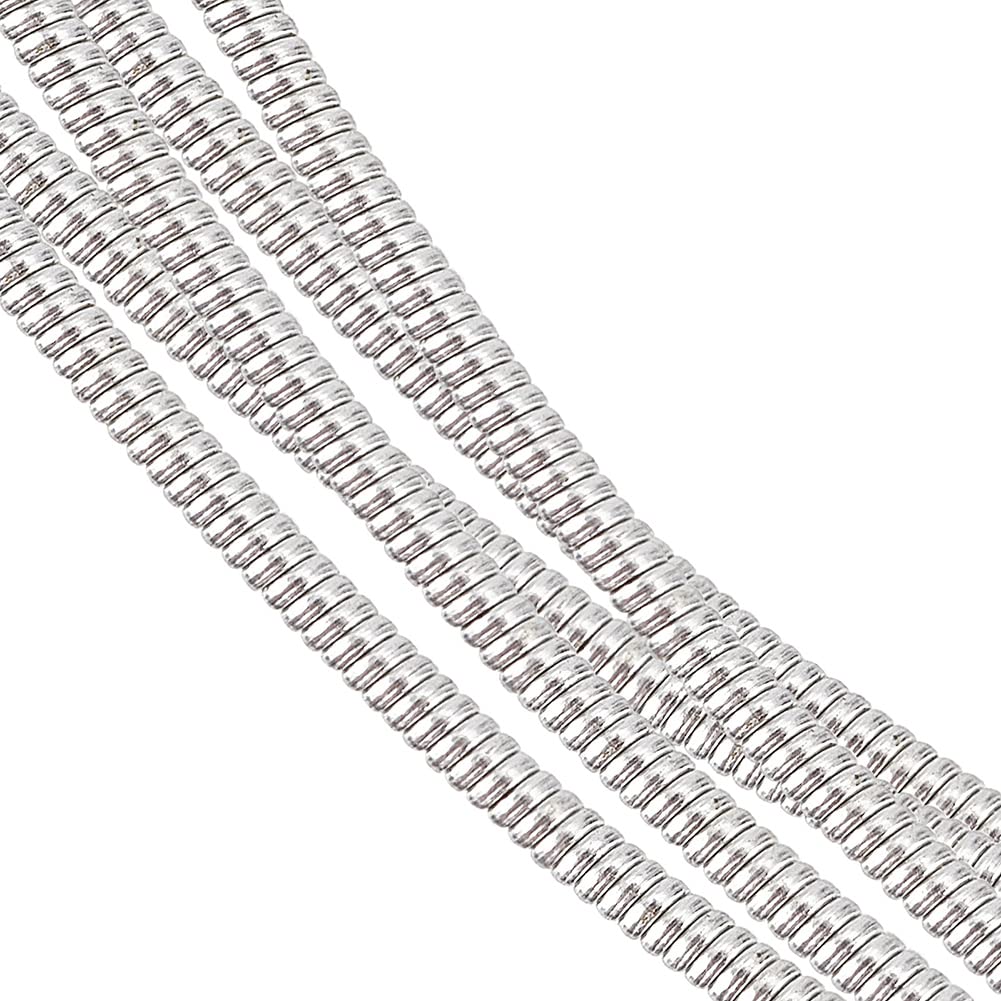 BENECREAT 1mm French Bullion Wire 17.5m, Silver Spiral Copper Wire with Storage Box for Embroidery Beading and Clothes Decoration