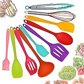 Silicone Kitchen Utensils Set - 10 Pieces Multicolor Silicone Heat Resistant Non-Stick Kitchen Cooking Tools