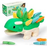 Hirger Fine Motor Dinosaur, Montessori Learning Educational Toy for Toddler | Sensory Toys for Baby 1-3 Year Old, Birthday Gift, Preschool Learning Activities, Development Toy, BPA-Free and Lead-Free