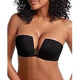 Upushall Women's Strapless Bra Push Up Padded Non Slip Underwire Plunge Bras Seamless