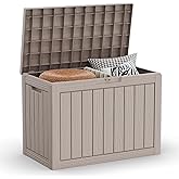 EasyUp 45 Gallon Outdoor Storage Box Waterproof, UV Resistant Deck Box Outdoor, Lockable Resin Deck Boxes for Garden Tools Equipment and Cushions, Gray