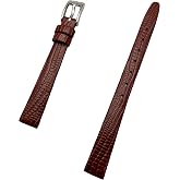 NewLife 10mm Dark Brown Watchband Flat, Elegant Genuine Leather Watchstrap | Womens Standard Length