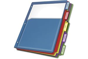 Cardinal Expanding Plastic Binder Dividers, Flexible Front Pockets Expand 1/4", 5-Tab, Insertable Multicolor Tabs, Letter Size, 1 Set (84012CB)