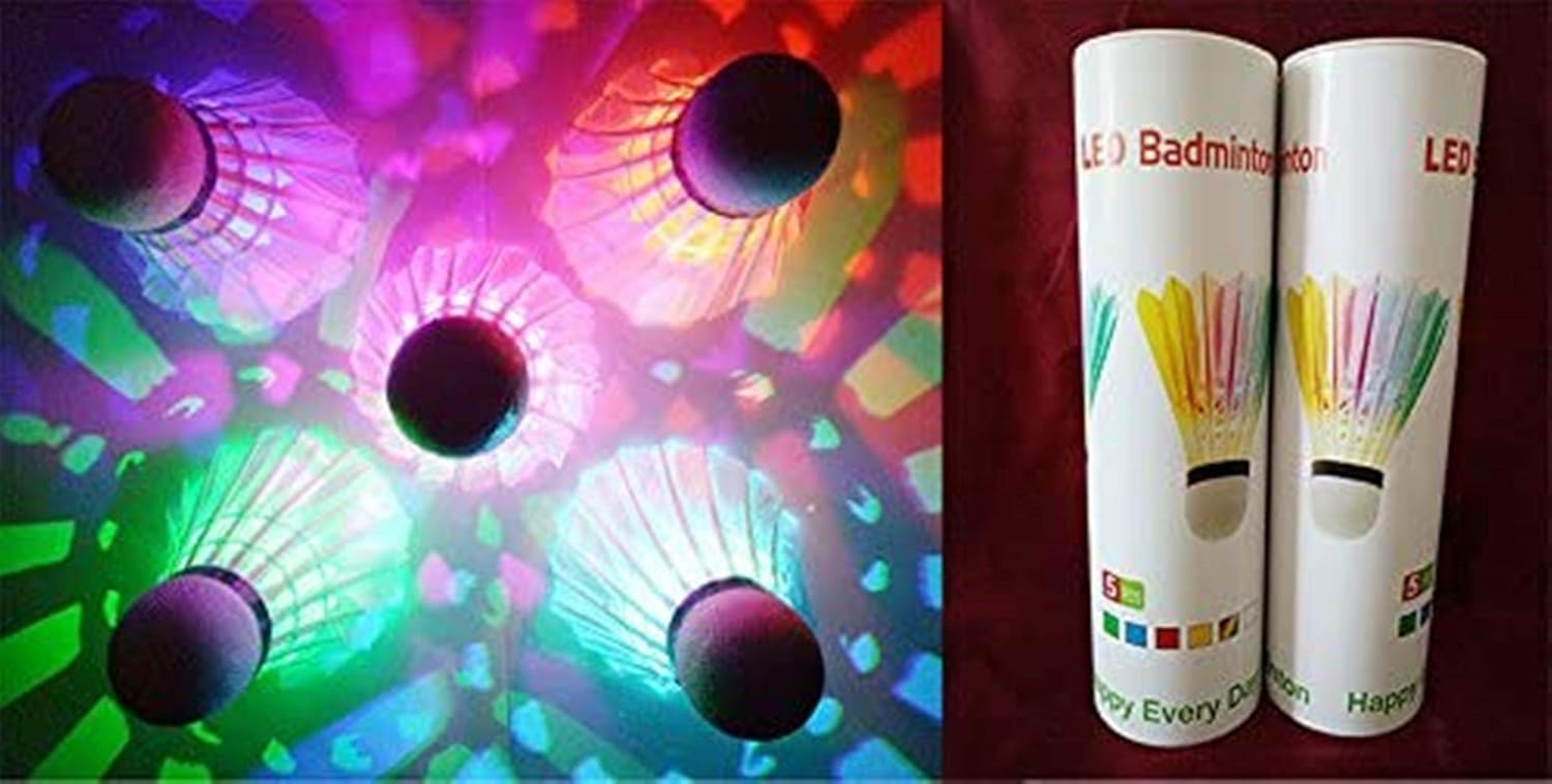 Trained Premium Quality Set of Badminton Rackets, Pair of 2 Rackets, Lightweight & Sturdy, with 5 LED SHUTTLECOCKS, for Professional & Beginner Players Adults and Children, Carrying Bag Included : Sports & Outdoors
