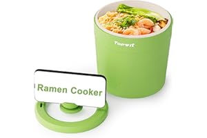 Topwit Ramen Cooker, Mini Electric Pot 1L, 500W Electric Cooker for Noodles, Portable Pot for Pasta, Steak, Egg with Over-Heating Protection, Boil Dry Protection, Dorm Room Essentials, Green