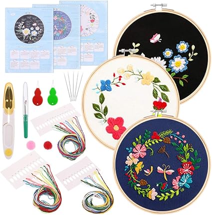 Amazon Co Jp サリーの店 刺繍 刺しゅうキット 制作キット 手芸キット ハンドメイドキット 手作りキット 手芸セット 材料セット 簡単 初心者 小学生 子供 夏休み 工作 プレゼント Kitchen Housewares