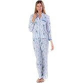 Casual Nights Women's Long Sleeve Lace Trim Floral print Pajama Set - Floral/Blue - XX-Large