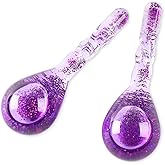 Facial Ice Globes, Cryo Cooling Balls with Anti-Slip Handle for Face, Eyes & Neck, Relaxing Beauty Massage Tool for Soothing and Refreshing Skincare Routine, Glitter Purple