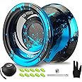 WATIEOBOO Yoyo R8 Responsive Yoyo for Kids 8-12,Professional Unresponsive Yoyo for Adults Pro Metal Trick Yoyo with Yo Yo Bearing Kit 10 Strings, Case & Gloves(Black Blue)