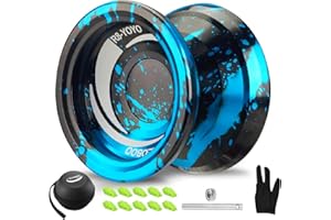 WATIEOBOO yoyo R8 Responsive Yoyo for Beginners Professional Unresponsive Yoyos for Adults Pro Metal Trick Yoyo with Yo Yo Bearing Kit 10 Strings, Case & Gloves(Black Blue)