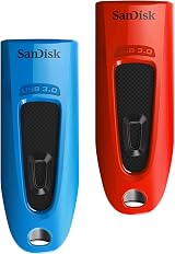SanDisk Ultra 32 GB USB 3.0 Twin Pack Red Blue High Speed Flash Drives