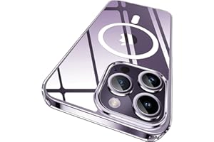 SUCGLES [2024 New] for iPhone 14 Pro Case with MagSafe, Strongest Magnet, Military-Grade Protection, Non-Yellowing, Slim Phone Case Mag Safe Bumper Thin Cover Women Men for Apple 14pro, 6.1" (Clear Magnetic)