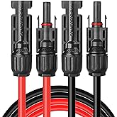 BeideLt Solar Panel Extension Cable 6 FT 10AWG Male Female Connector | 6FT Red and 6FT Black PV Wire with MC4 Connectors; Waterproof for Portable Power Station, Solar Generator, RV Off Grid