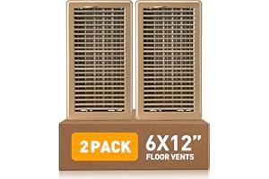VE NI SCC Floor Register 6 x 12 Inch 2 Pack, Floor Vent Covers for Home Floor, Sidewall, Premium Finish Air Vent Cover with Easy Adjust Air Supply Lever, Brown
