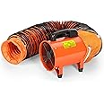 Rengue 8 Inch Utility Blower Fan with 24.6 FT Hose, Exhaust Fan with Duct, High Velocity Blower Extractor and Ventilation Fan with Low Noise