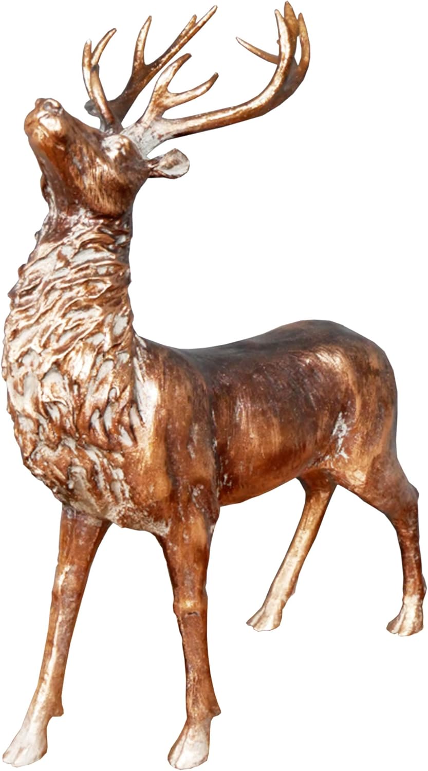 Large 62cm Stag Ornament Made From Resin Aged/Rustic Bronze Colour
