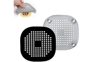 2 Pack Hair Drain Catcher,Square Drain Cover for Shower Silicone Hair Stopper with Suction Cup,Easy to Install Suit for Bathr