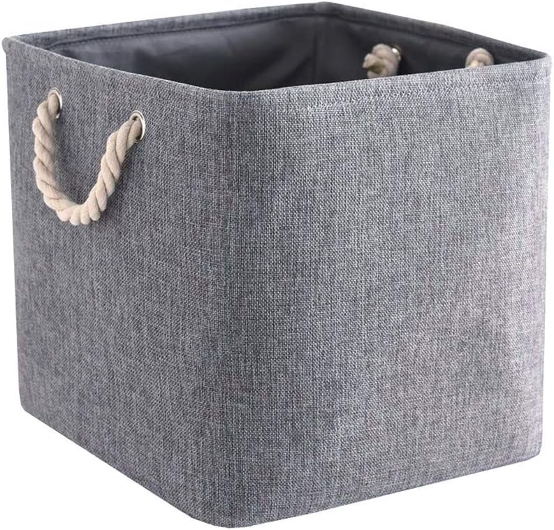 Domitlar Canvas Foldable Cube Storage Box with Rope Handles, Space