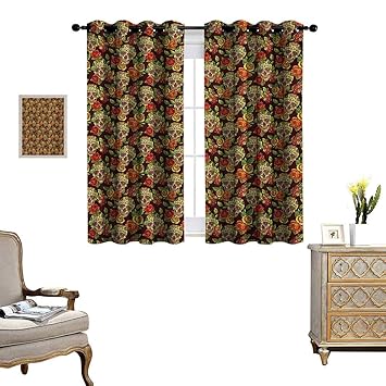 Amazon Com Sugar Skull Window Curtain Drape Autumn Colored