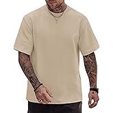 Herberton Mens Oversized T-Shirts Heavyweight Cotton Crew Neck Stretch Fashion Thick Tee Tops