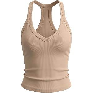 Women RibKnit Racerback Cami Slim Fit Elastic Gym Training Fitness Tank Top