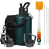 YONICOER Insulated Water Bottle 64oz,Triple Wall Vacuum Stainless Steel(Dishwasher Safe),Leak Proof & Non-BPA,Flask Jug with Paracord Handle & Straw Spout Lids Sports Green
