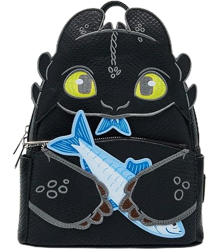 creature of the night mini backpack Loungefly How to Train Your Dragon Light & Fury Cosplay This mini backpack features How to Fish: Reels finshing pole Color:ROOTBEER/GOLD