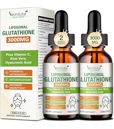 3000 mg glutathione Amazon.com: 2 Pack 3000mg Liposomal Glutathione Liquid Drops, 98%  Absorption Liposomal Glutathione with Vitamin C for Women, Glutathione  Liposomal Supplement, Powerful Antioxidant Complex for Immune System, Liver  : Health & Household