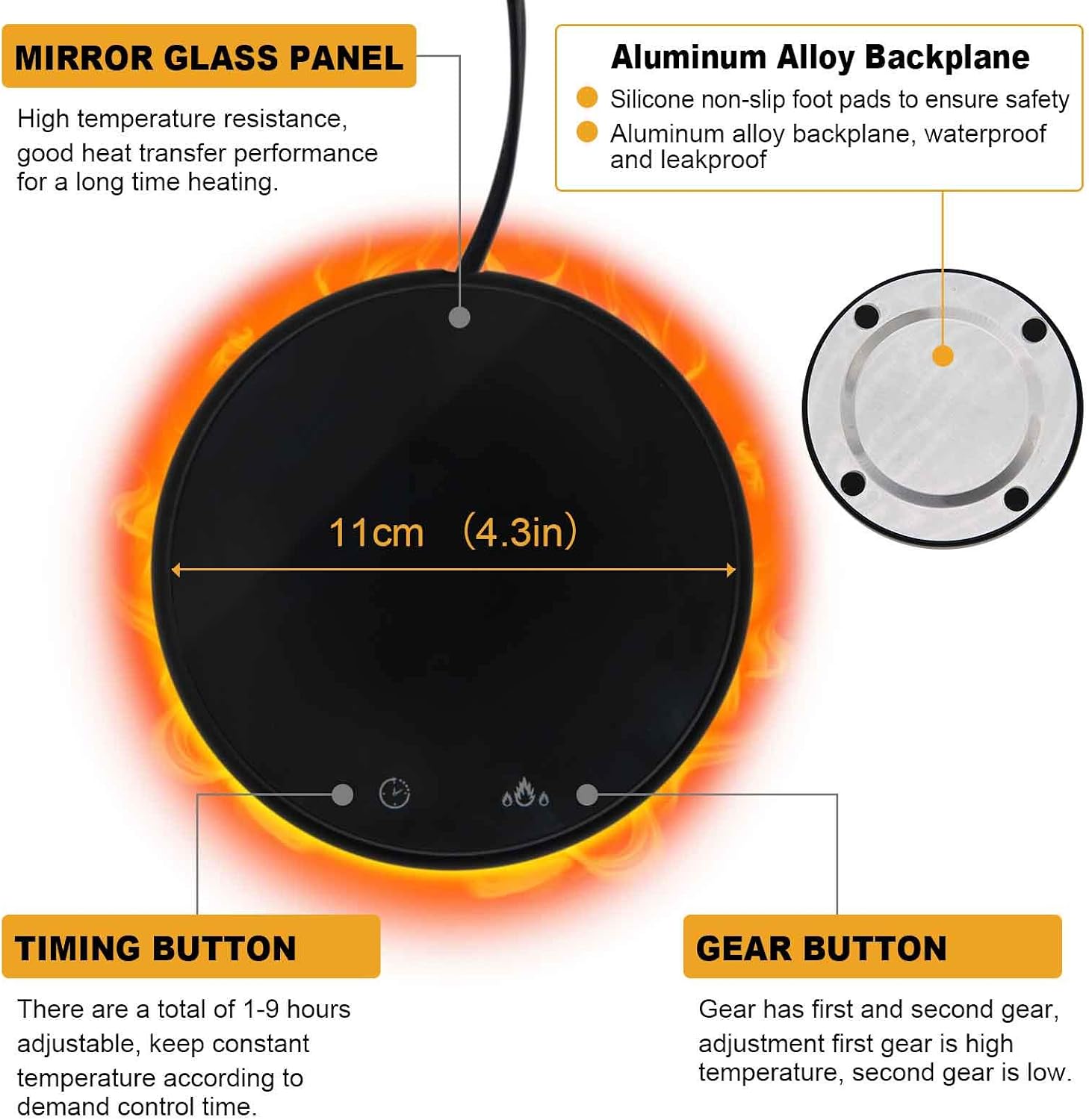 Coffee Mug Warmer, Electric Smart Beverage Mug Warmer Cup Warmer with Touch Tech & LED Backlit Display - Image 4