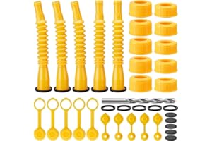 BETRUSAMI 5 Pack Gas Can Spout Replacement,Extendable Gas Can Nozzle for 1/2/5/10 Gallon Gas Cans,Durable, Leak-Proof, Easy Pour Design (Yellow)