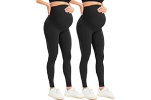 BONVIGOR Women's Maternity Leggings Over The Belly Bump Workout Full Length Leggings Running Active Yoga Pants