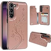 Korecase for Samsung A16 Wallet Case with Card Holder, Flower Magnetic Back Flip Case for Samsung Galaxy A16 Wallet Cover for Women,Protective Phone Case for Galaxy A16,Rose Gold