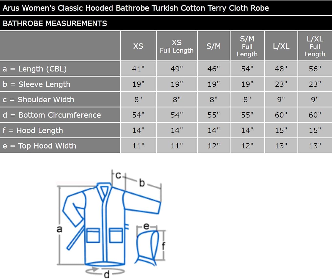 Arus Women's Hooded Classic Bathrobe Turkish Cotton Robe with Full Length Options at  Women’s Clothing store