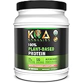 KOA Organics Vegan Protein Powder, Gourmet Strawberries & Cream Flavor- 21g of The Best Tasting Plant-Based Protein with only 120 Calories - USDA Organic, Non-GMO, Gluten Free, Sugar Free - 640g