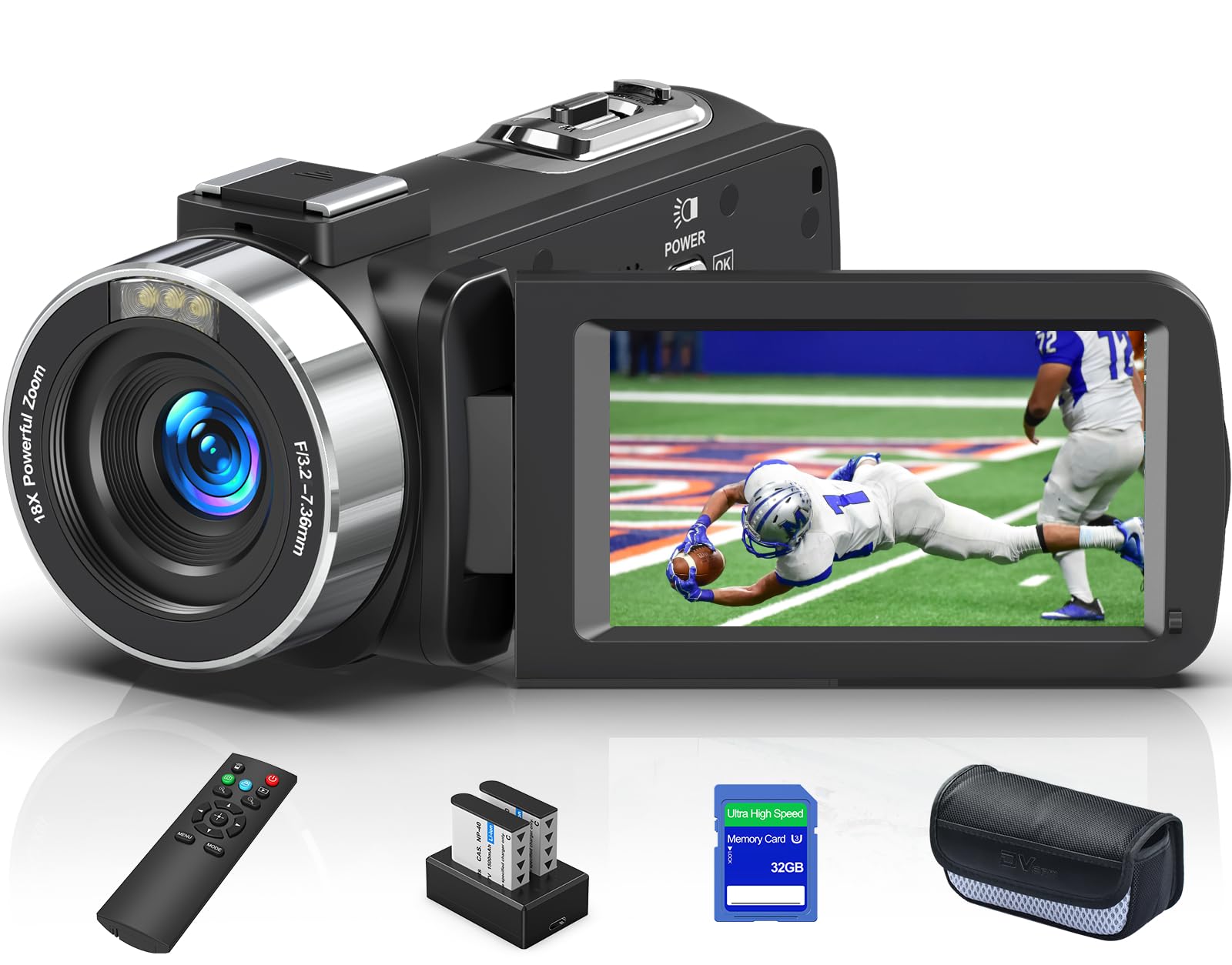 Photo 1 of Gcasio 8K 64MP Camcorder Video Camera IR Night Vision 18X Digital Zoom YouTube Vlogging Camcorder