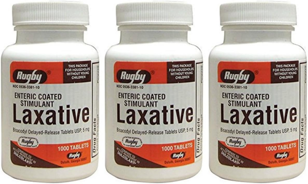 ( 3 Pack ) RUGBY BISACODYL 5MG EC TAB BISACODYL-5 MG Orange 1000 TABLETS UPC 305363381101