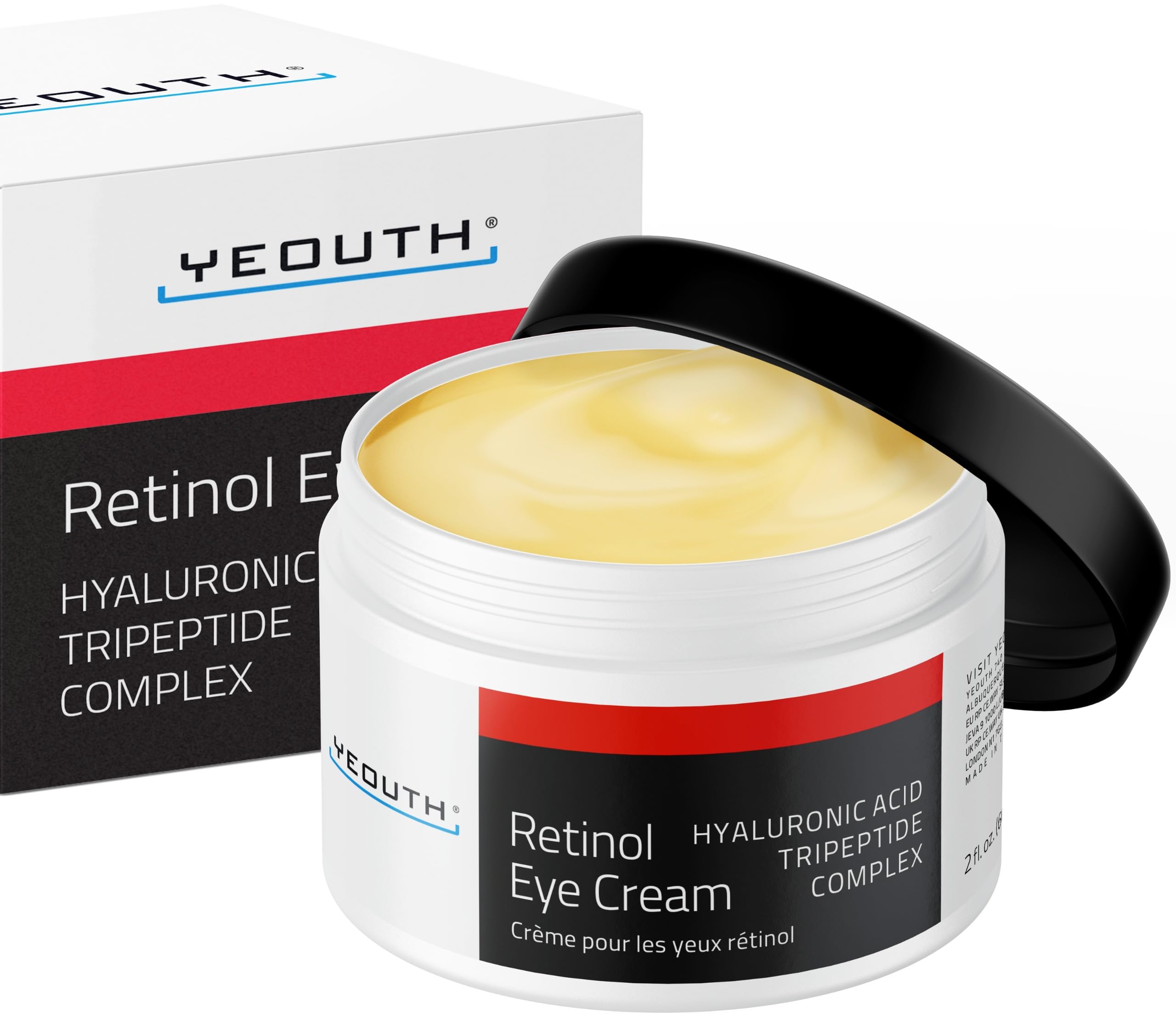 YEOUTH Retinol Eye Cream Anti Aging, Firming Under Eye Cream for Puffiness and Bags Under Eyes for Wrinkles and Dark Circles with Hyaluronic Acid and Tripeptides 60ml