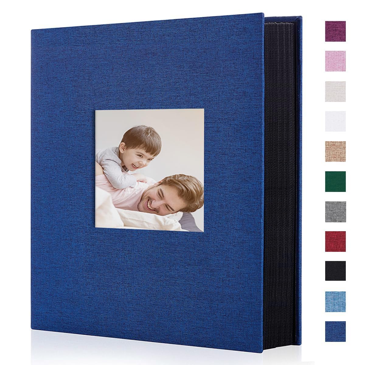 Miaikoe Photo Album 6x4 400 Pockets Slip in Large Capacity Album for Family Wedding Anniversary Linen Album Book Holds 400 Vertical 10x15cm Photos(400 Pockets, Blue) — image 1