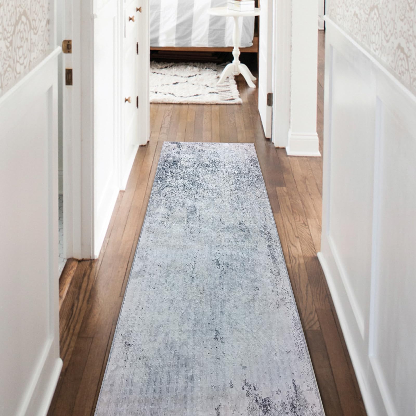 Cinknots Carpet Runners Hallways Long Kitchen Runner Rug Non-Slip Runner for Entryway Bedroom Living Room Washable Rubber Back Carpet Rug Floor Mat (Light Grey/Brown, 60 × 240 cm)