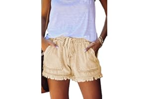 YOCUR Womens Lightweight Shorts Casual Baggy Trendy Short Pants Elastic Waist Drawstring Comfy Shorts