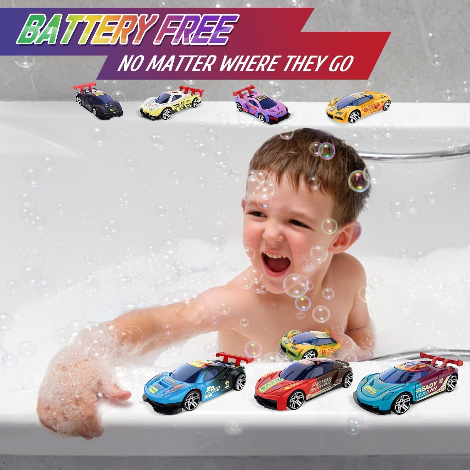 Color Changing Cars Toys Bath Toys for Kids Ages 1-3 4-8 Christmas Stocking Stuffers Gifts for Kids Grandkids Pool Water Toys Boys Christmas Birthday Gifts Car Sensory Die-Cast Toys