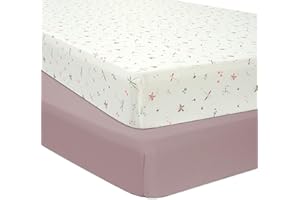 Little Peaches Crib Sheets for Baby Girl - Super Soft Crib Mattress Sheet, Portable Baby Girl Crib Bedding, 4 Way Stretch Knitted Fitted Crib Sheet, Baby Essentials, 2 Pack - Butterfly & Lilac