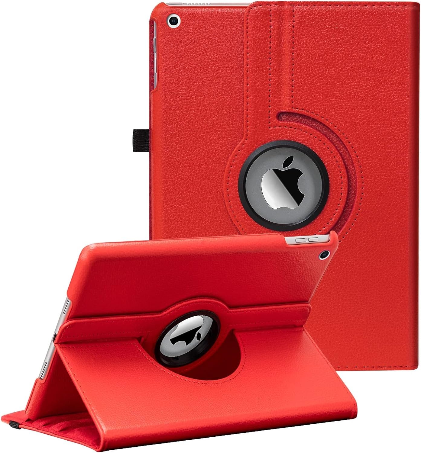 WorldBiz Case for iPad 10.2 inch Fit 9th Generation 2021 / 8th Generation 2020 / 7th Generation 2019-360 Degree Rotating Case Cover For iPad 10.2'' With Auto Sleep Wake (Red)